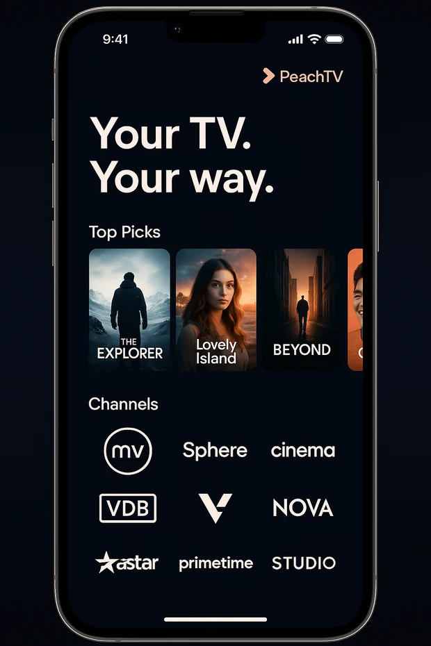 PeachTivi home screen
